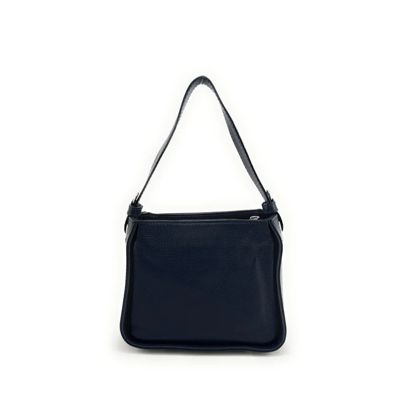 Sac en cuir grainé tressé CHESSY Bleu marine