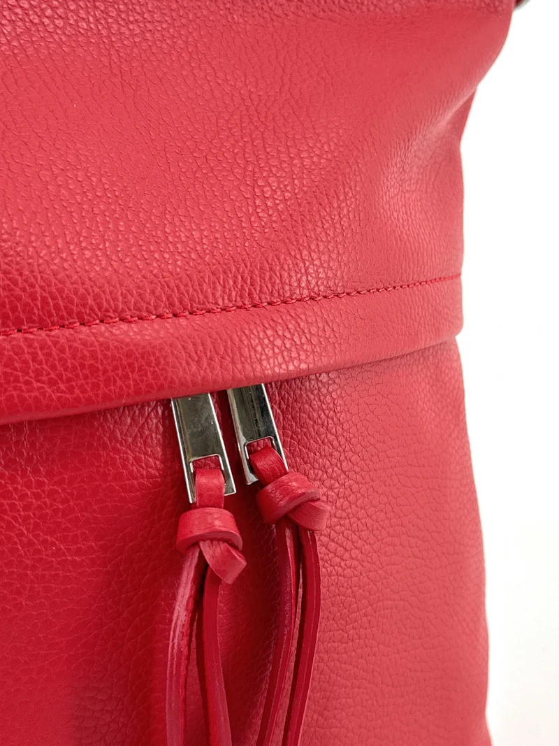 Sac seau en cuir grainé LIVERPOOL Rouge garance