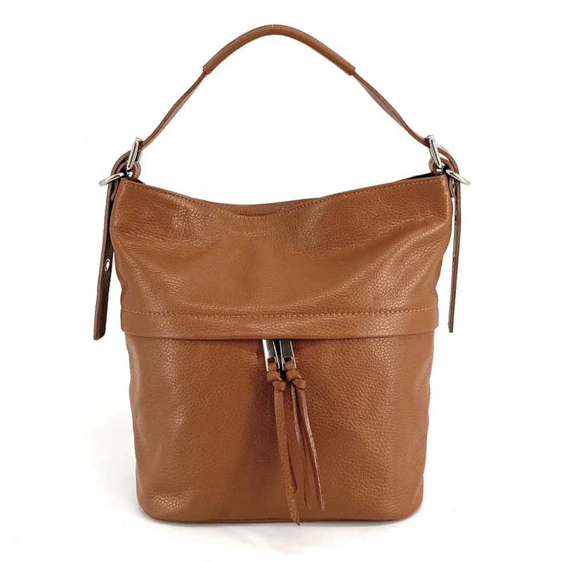 Sac seau en cuir grainé LIVERPOOL Camel foncé