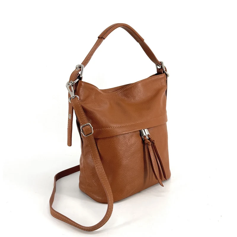 Sac seau en cuir grainé LIVERPOOL Camel foncé