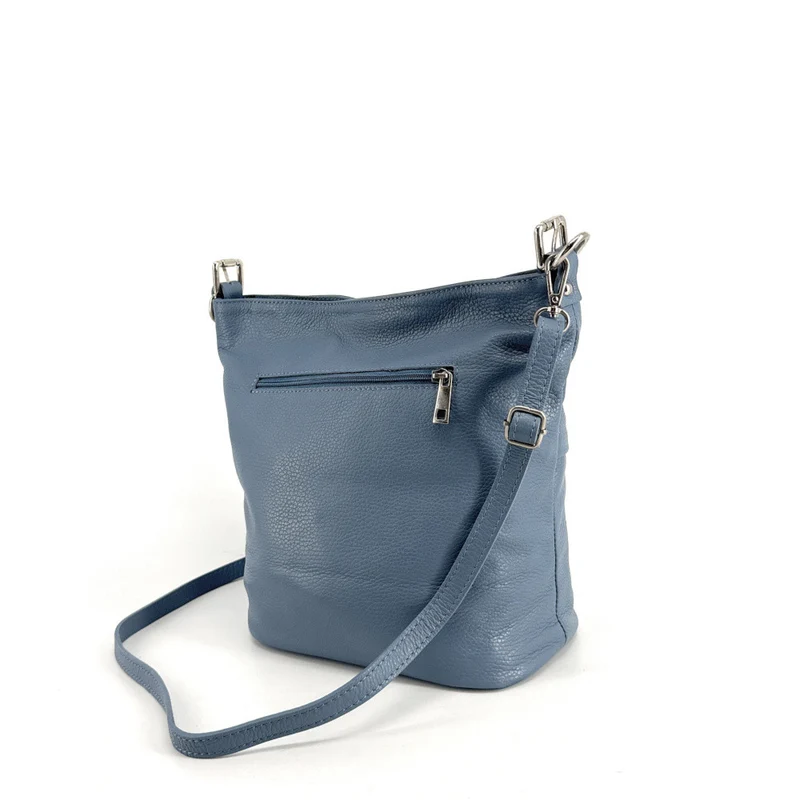 Sac seau en cuir grainé LIVERPOOL Bleu glacier
