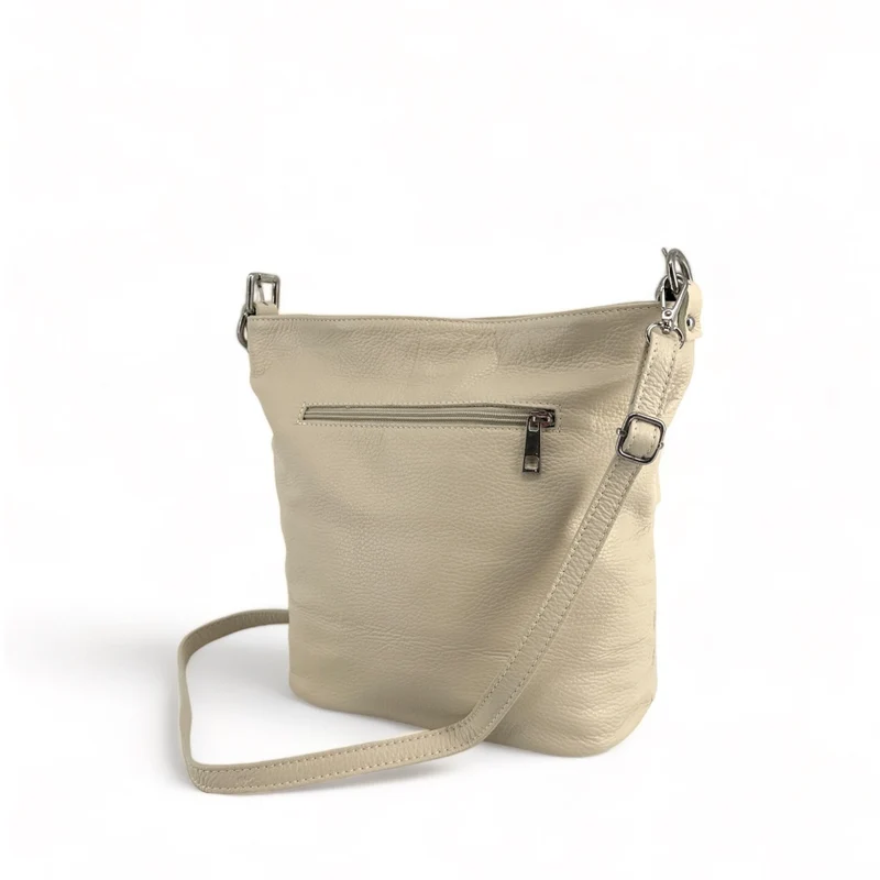 Sac seau en cuir grainé LIVERPOOL Beige crème