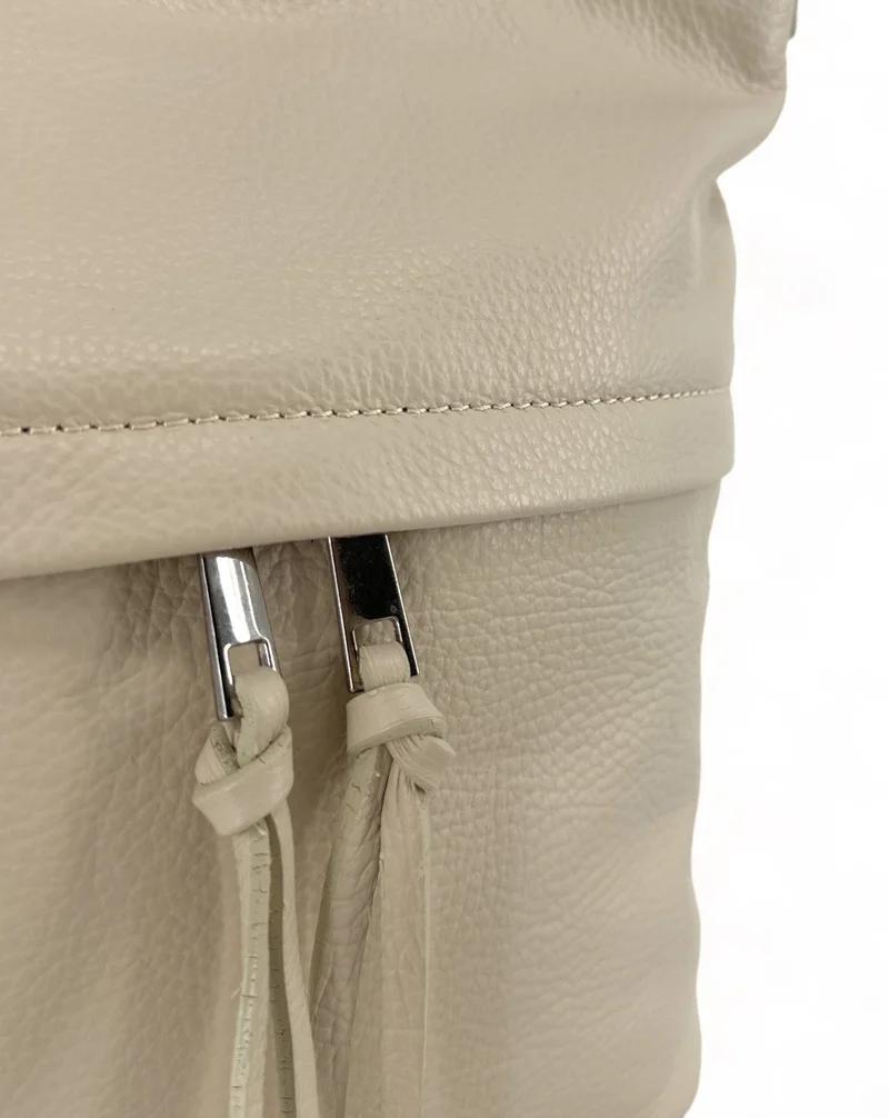 Sac seau en cuir grainé LIVERPOOL Beige crème