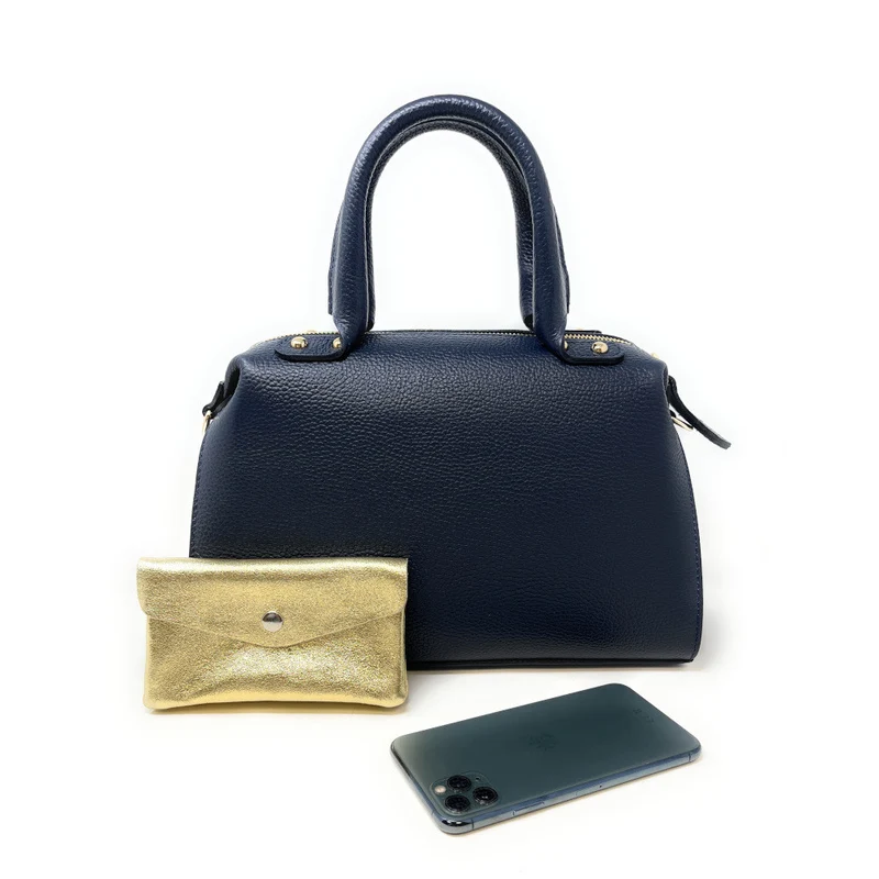 Sac bowling en cuir grainé MAELSTROM Bleu marine