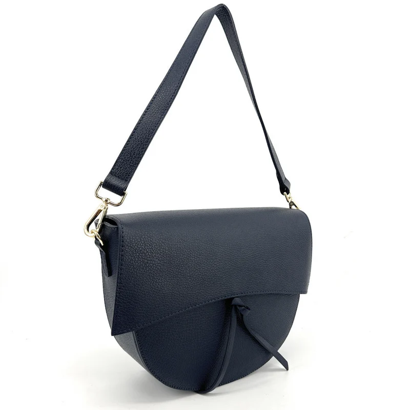 Sac besace en cuir grainé ECLIPSE Bleu marine
