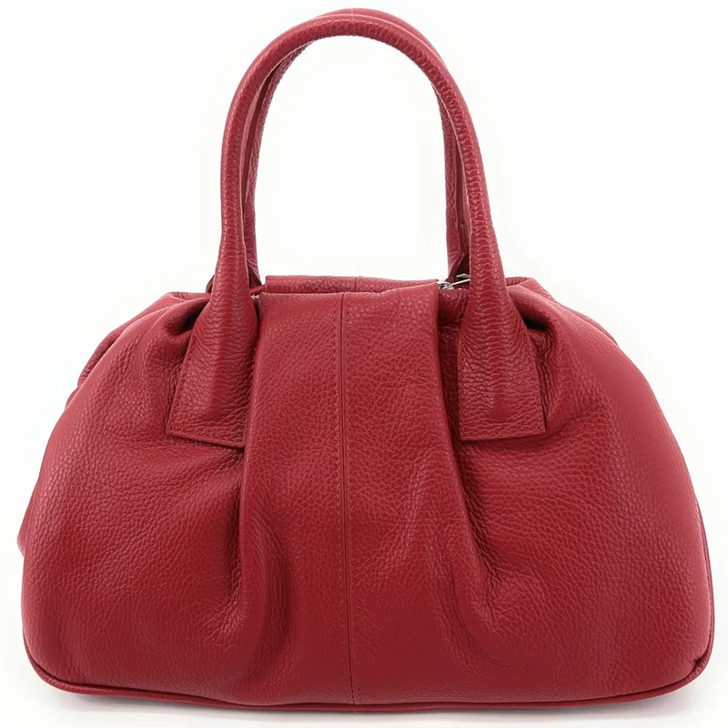 Grand sac bowling en cuir grainé ORION Rouge garance