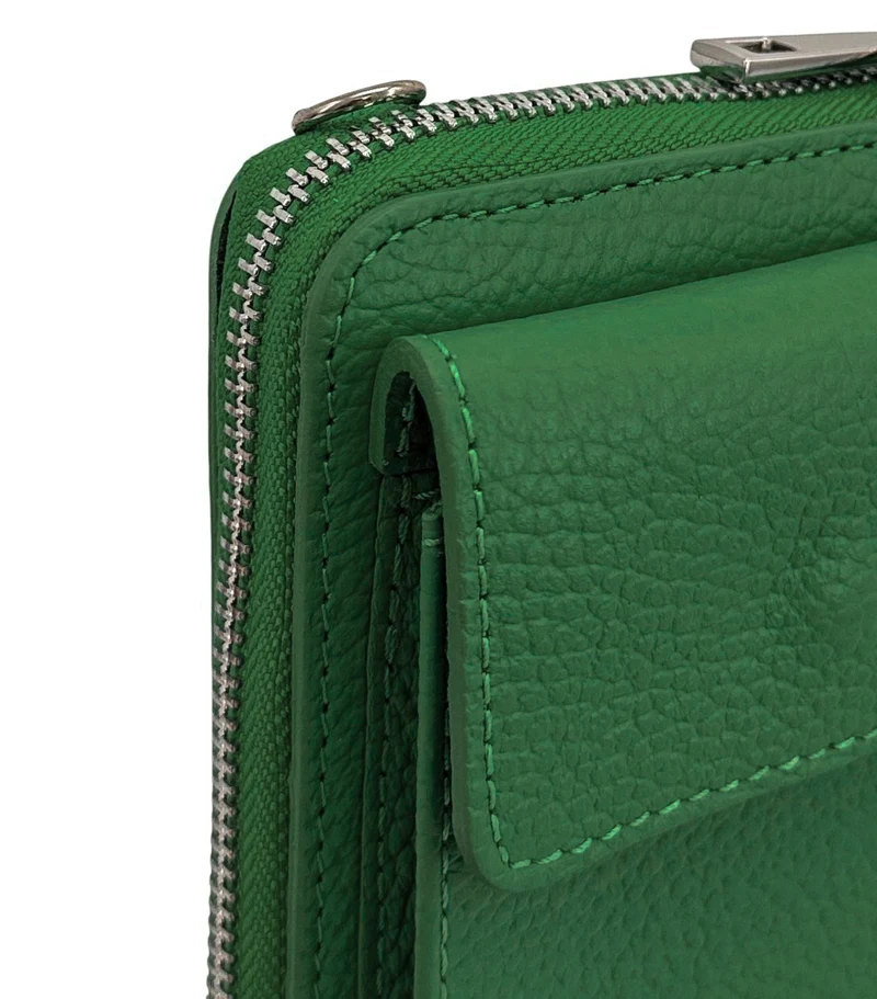Mini-sac pochette en cuir grainé STREET Vert anglais