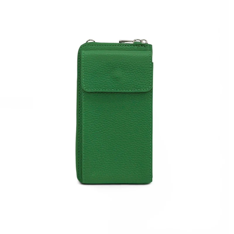 Mini-sac pochette en cuir grainé STREET Vert anglais