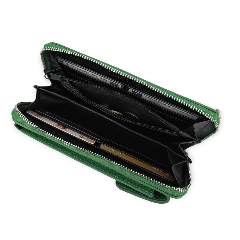 Mini-sac pochette en cuir grainé STREET Vert anglais