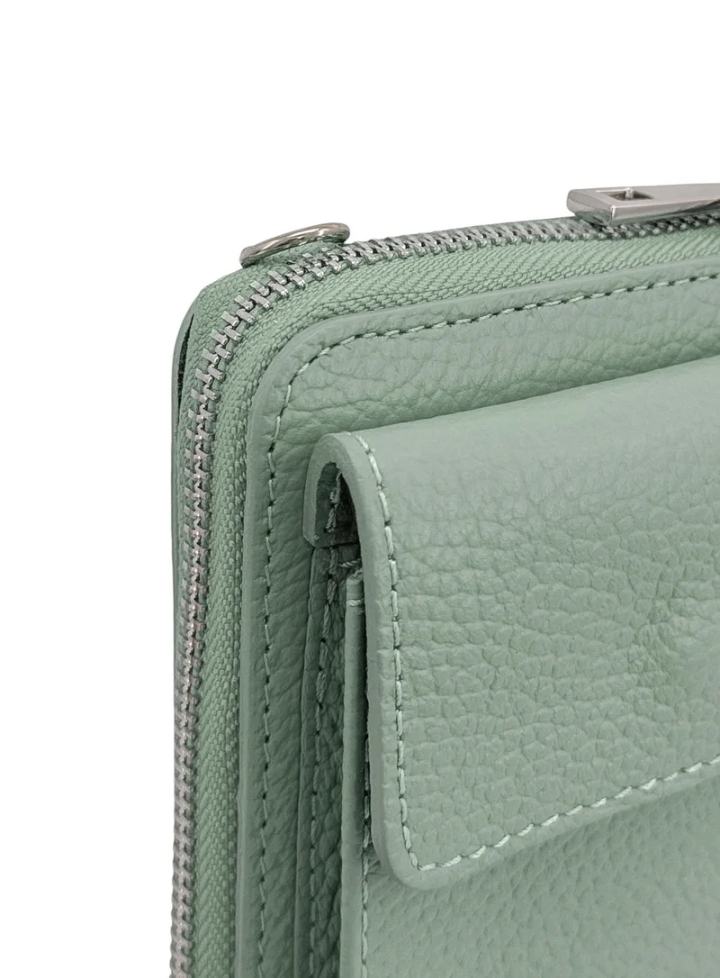 Mini-sac pochette en cuir grainé STREET Vert pastel