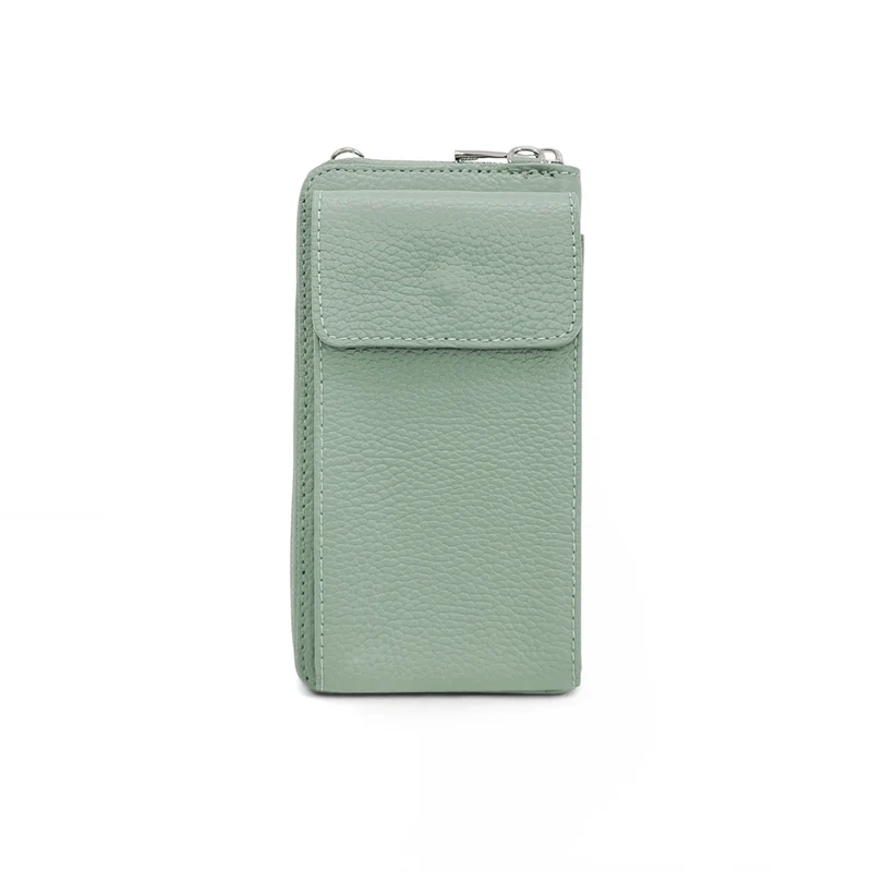 Mini-sac pochette en cuir grainé STREET Vert pastel