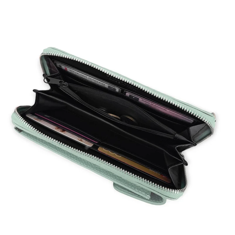 Mini-sac pochette en cuir grainé STREET Vert pastel