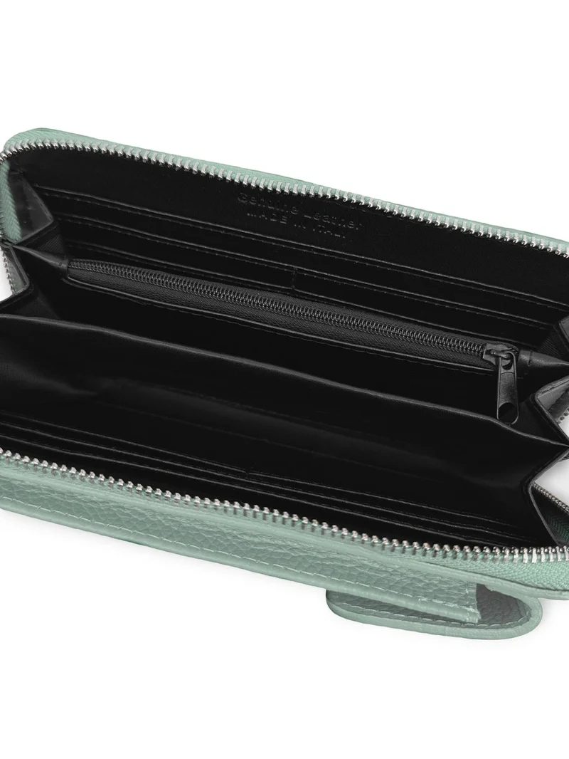 Mini-sac pochette en cuir grainé STREET Vert pastel