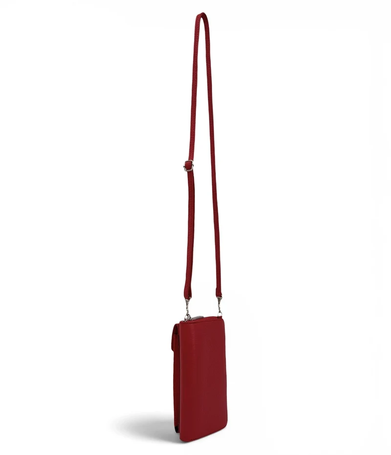 Mini-sac pochette en cuir grainé STREET Rouge foncé