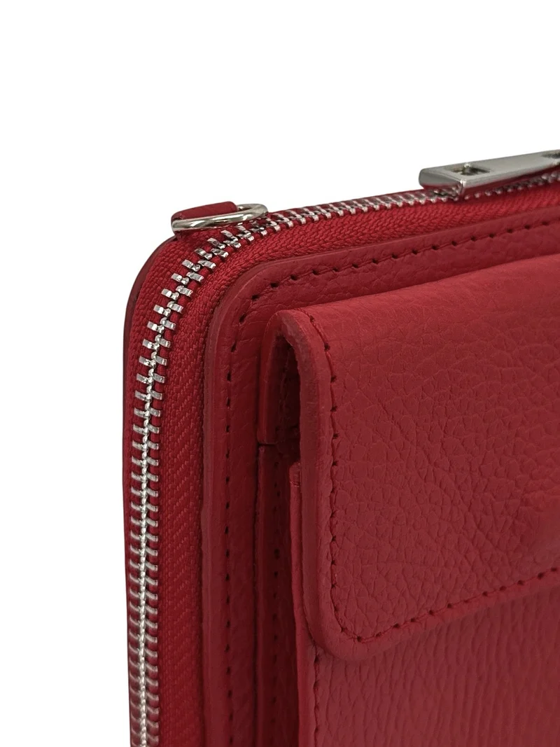Mini-sac pochette en cuir grainé STREET Rouge foncé