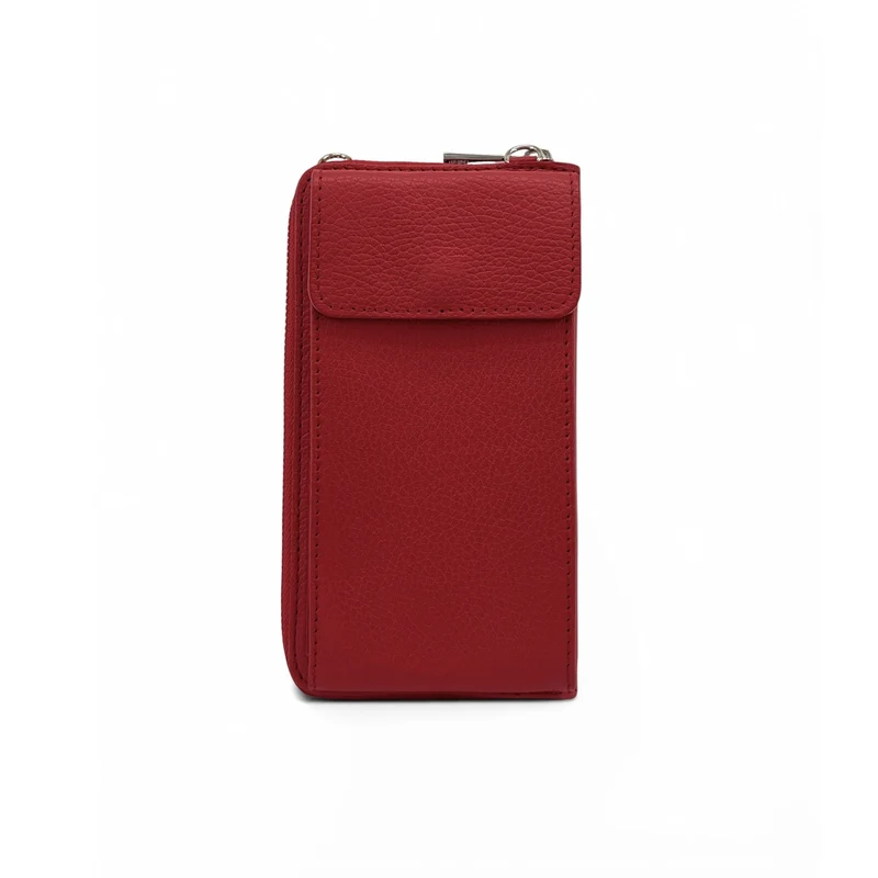 Mini-sac pochette en cuir grainé STREET Rouge foncé