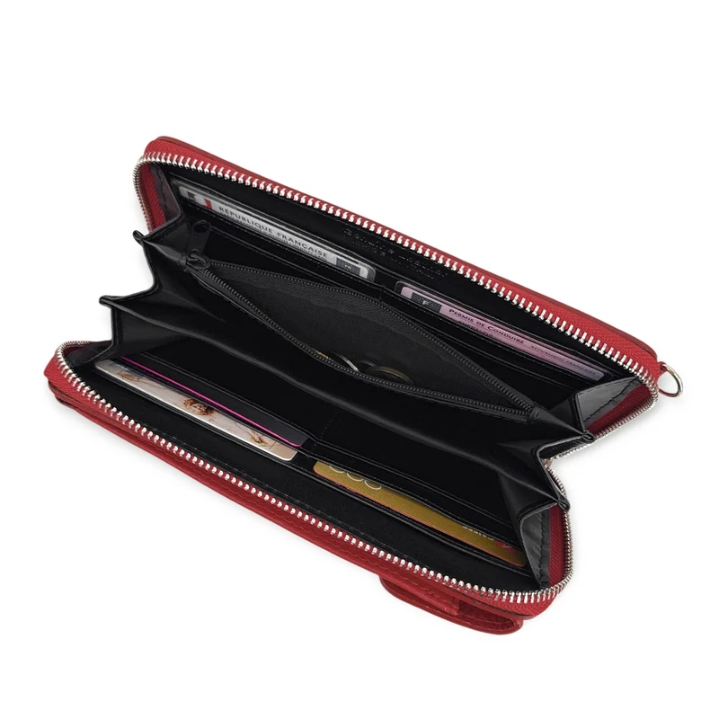 Mini-sac pochette en cuir grainé STREET Rouge foncé