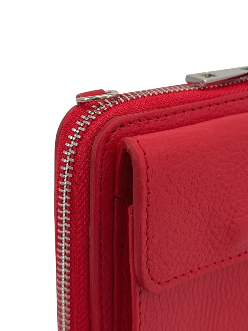 Mini-sac pochette en cuir grainé STREET Rouge garance
