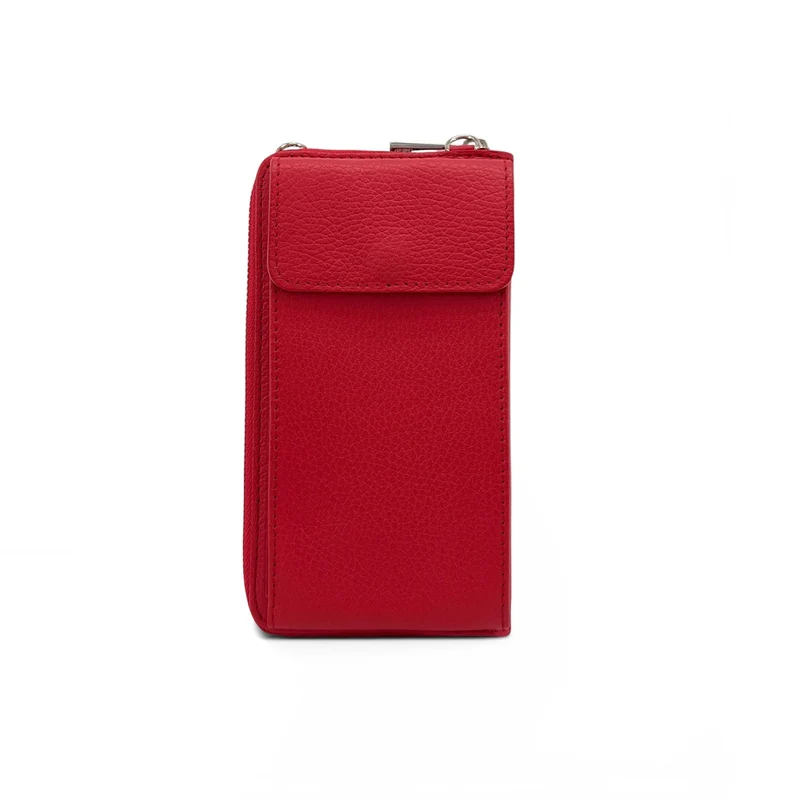 Mini-sac pochette en cuir grainé STREET Rouge garance