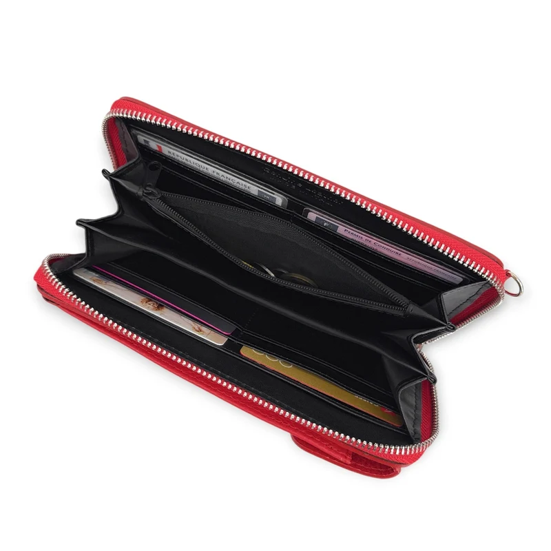Mini-sac pochette en cuir grainé STREET Rouge garance