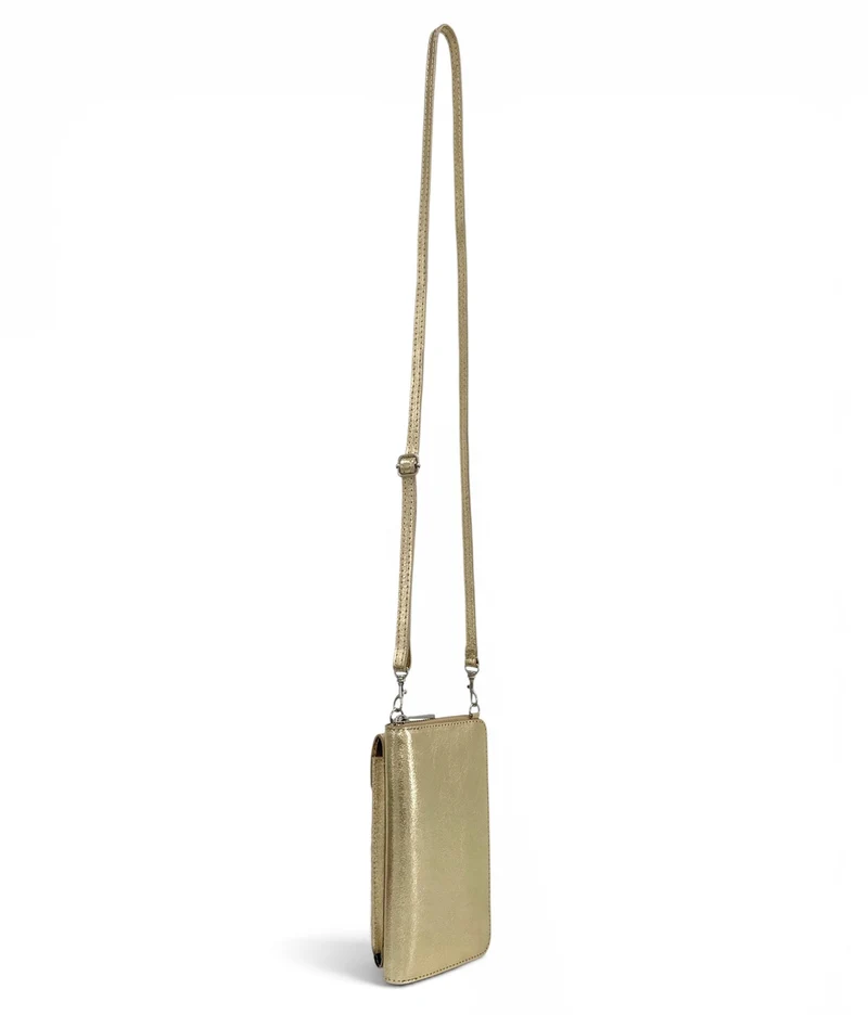 Mini-sac pochette en cuir irisé STREET Or pâle