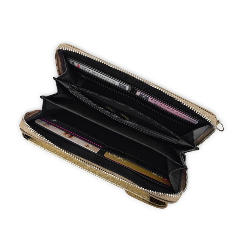 Mini-sac pochette en cuir irisé STREET Or pâle