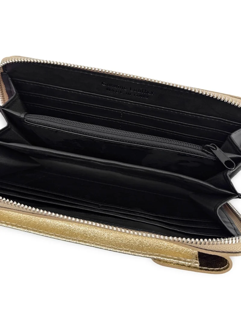 Mini-sac pochette en cuir irisé STREET Or pâle