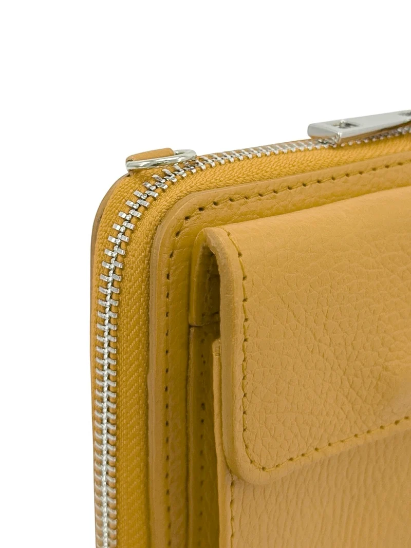 Mini-sac pochette en cuir grainé STREET Jaune tournesol