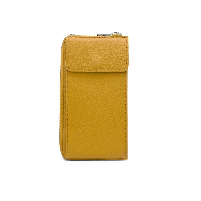 Mini-sac pochette en cuir grainé STREET Jaune tournesol