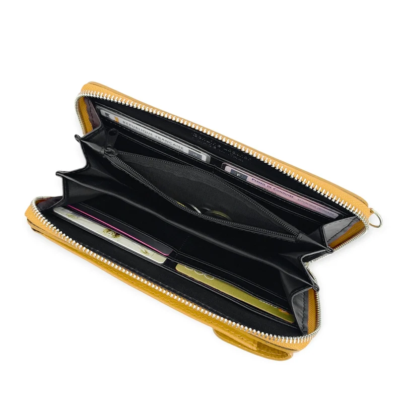Mini-sac pochette en cuir grainé STREET Jaune tournesol