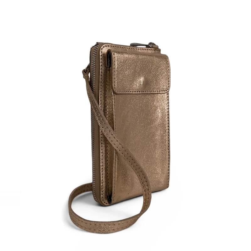 Mini-sac pochette en cuir irisé STREET Champagne irisé