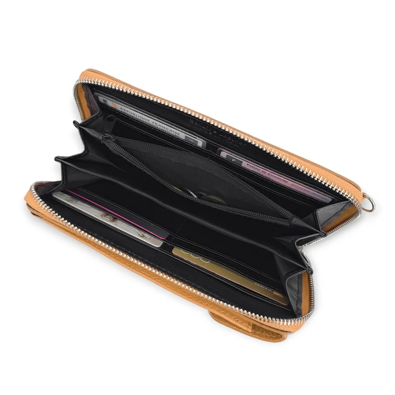 Mini-sac pochette en cuir grainé STREET Marron camel