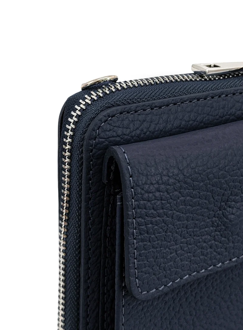 Mini-sac pochette en cuir grainé STREET Bleu marine