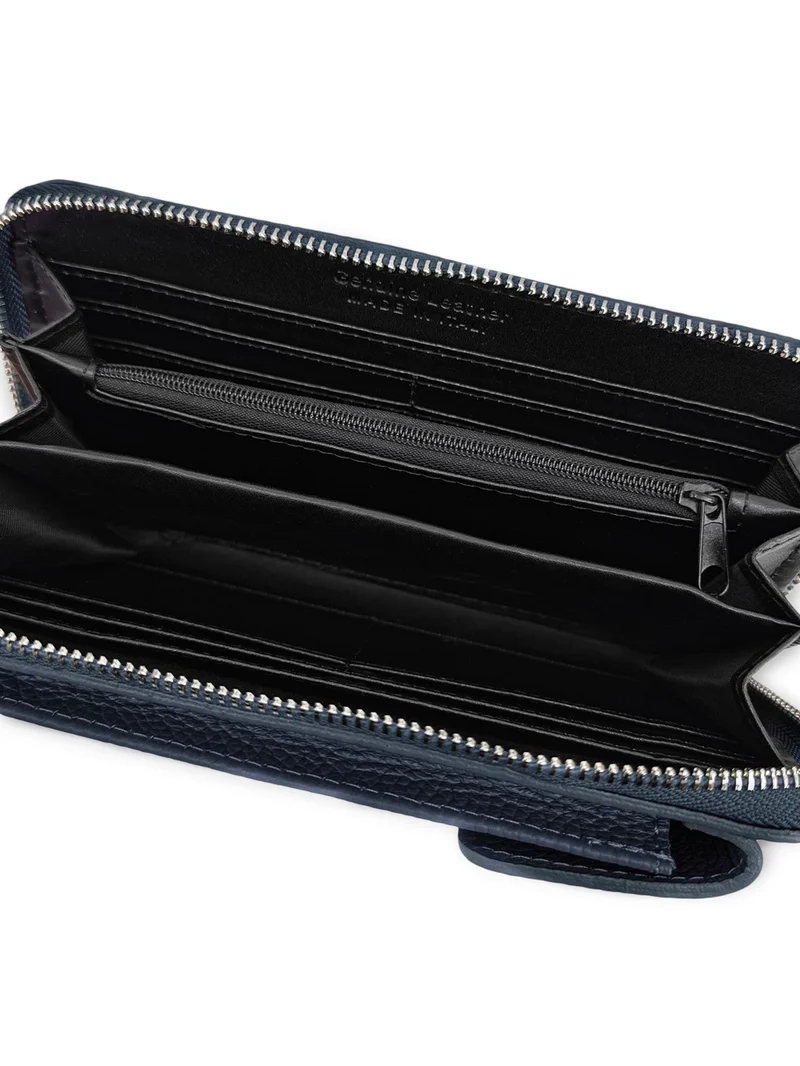 Mini-sac pochette en cuir grainé STREET Bleu marine