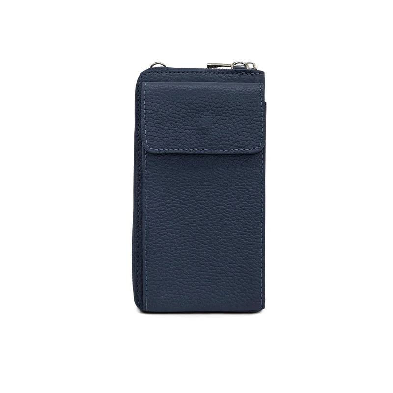 Mini-sac pochette en cuir grainé STREET Bleu marine