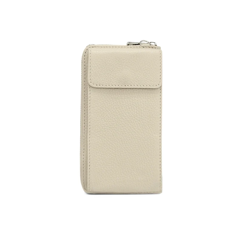 Mini-sac pochette en cuir grainé STREET Beige crème
