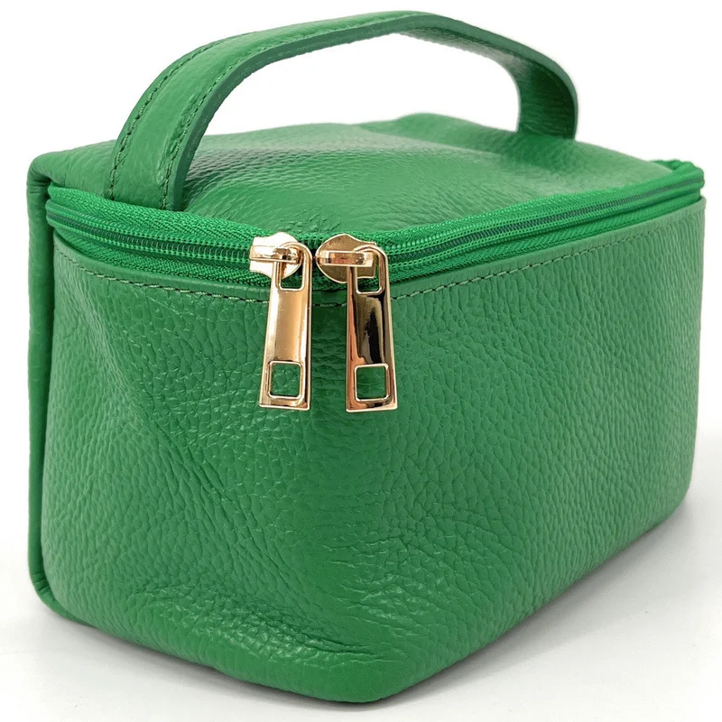 Trousse en cuir grainé VANITY Vert anglais