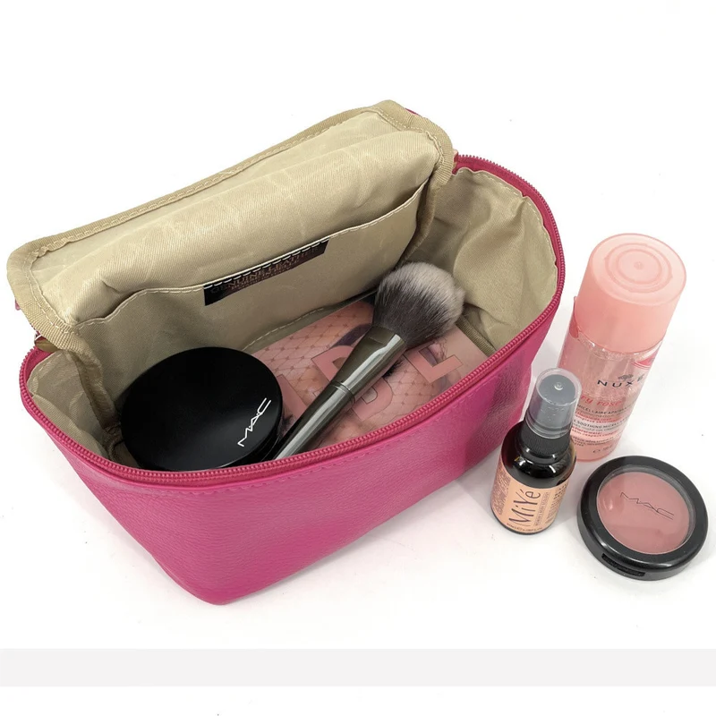 Trousse en cuir grainé VANITY Rose fuchsia