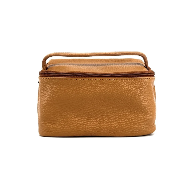 Trousse en cuir grainé VANITY Camel