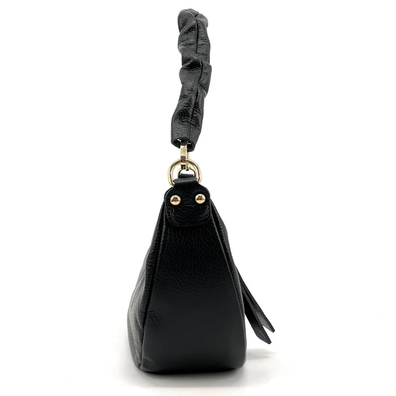 Sac demi-lune porté épaule en cuir grainé AURORA Noir