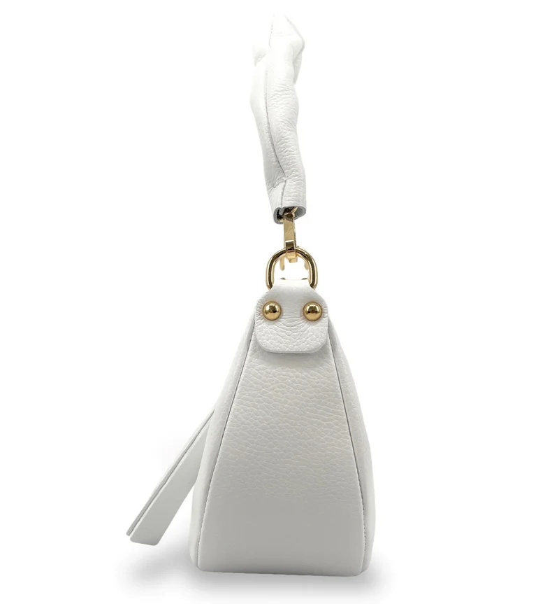 Sac demi-lune porté épaule en cuir grainé AURORA Blanc