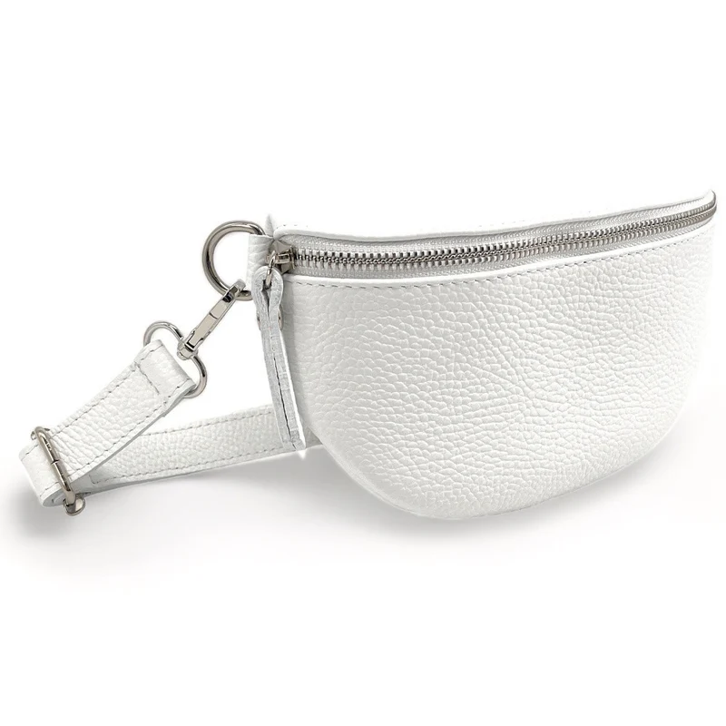 Sac banane en cuir grainé LOU Blanc