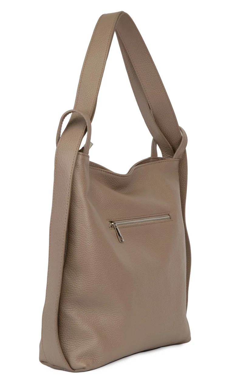 Sac à main convertible en cuir grainé SOHO Taupe clair
