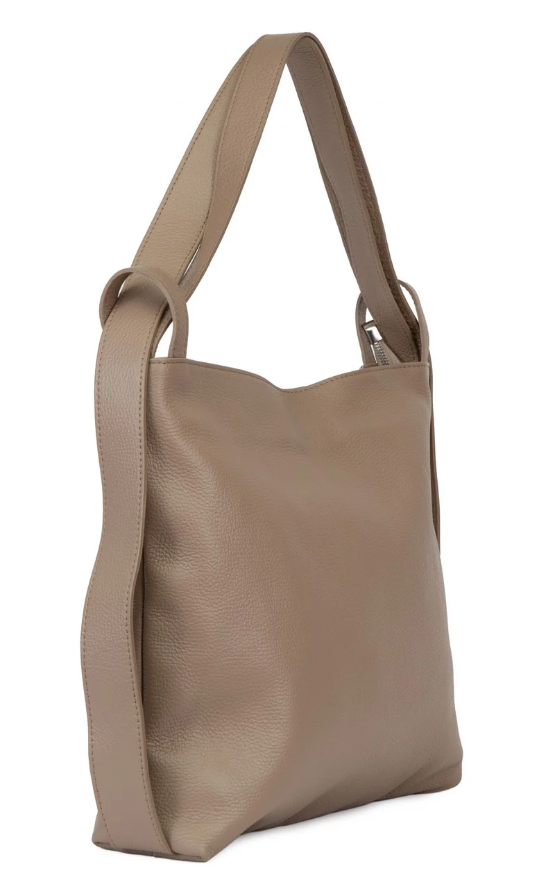Sac à main convertible en cuir grainé SOHO Taupe clair