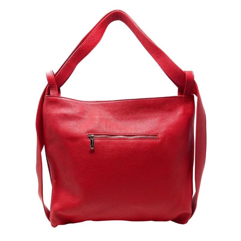 Sac à main convertible en cuir grainé SOHO Rouge garance