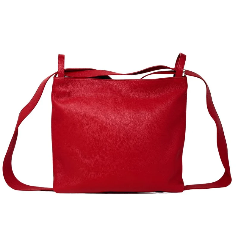 Sac à main convertible en cuir grainé SOHO Rouge garance