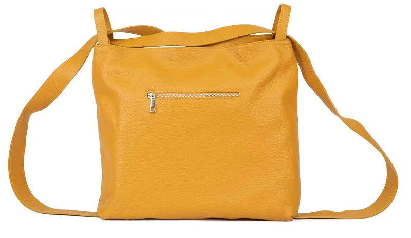 Sac à main convertible en cuir grainé SOHO Jaune Moutarde