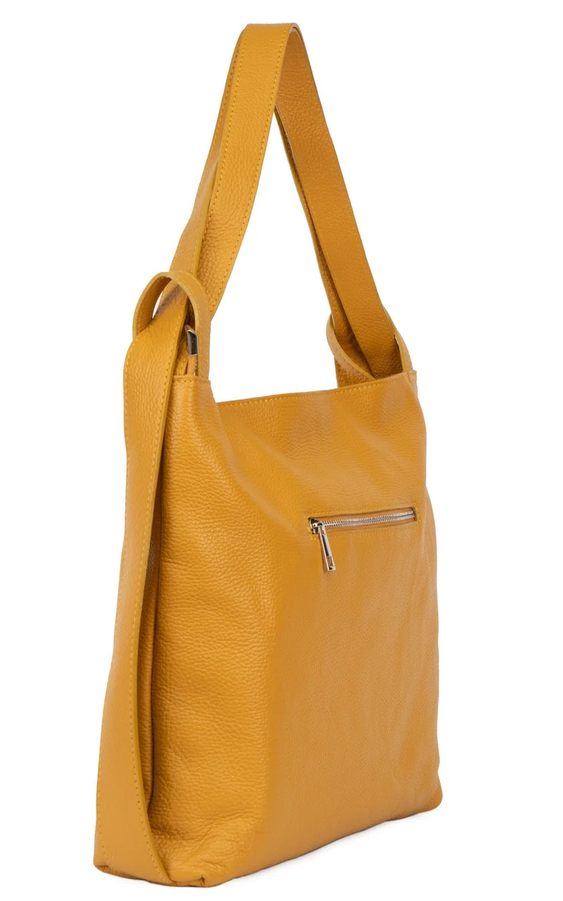 Sac à main convertible en cuir grainé SOHO Jaune Moutarde