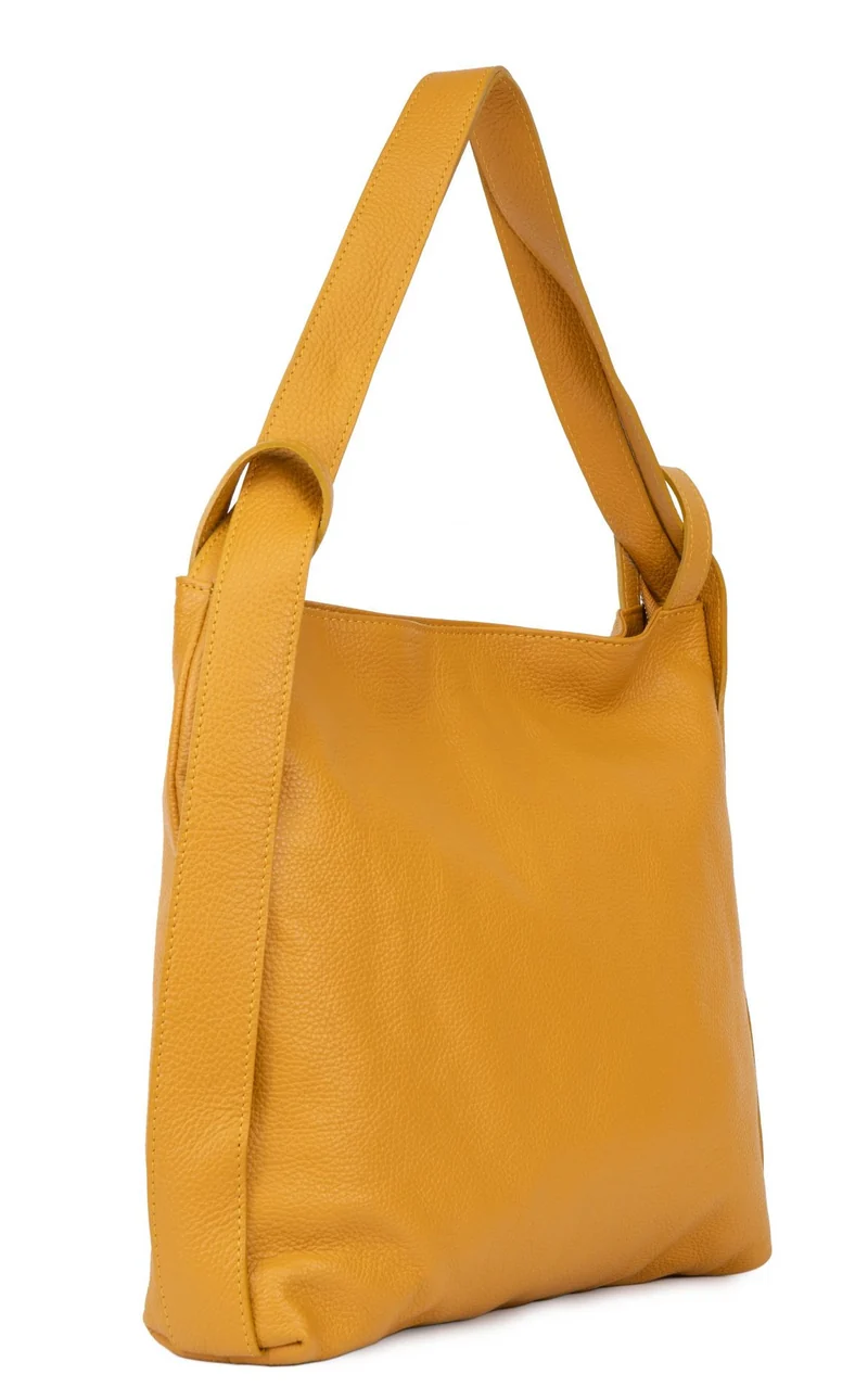 Sac à main convertible en cuir grainé SOHO Jaune Moutarde