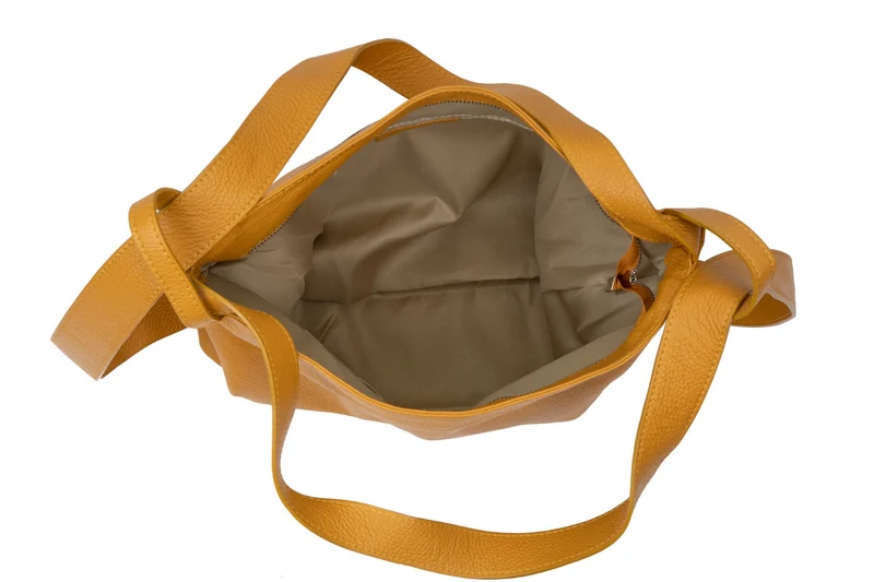 Sac à main convertible en cuir grainé SOHO Jaune Moutarde